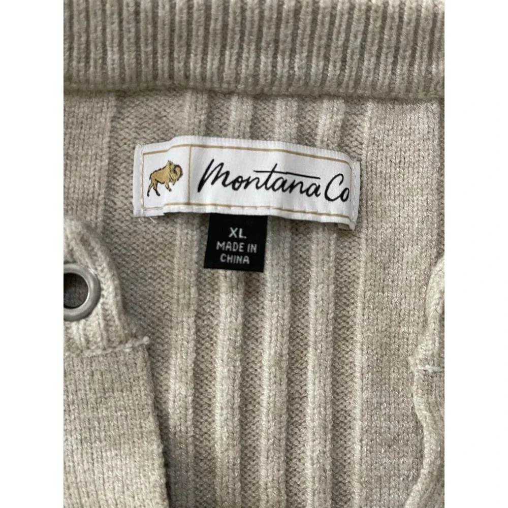 Montana Co Sweater Women's XL Off White‎ Cable knit Warm Western Lace Up
